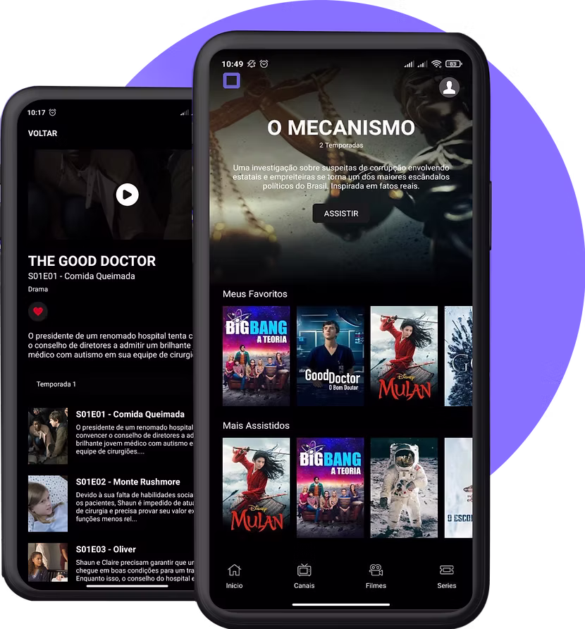 Mosaico de capas de filmes e séries representando a variedade de conteúdo disponível do melhor servidor de IPTV